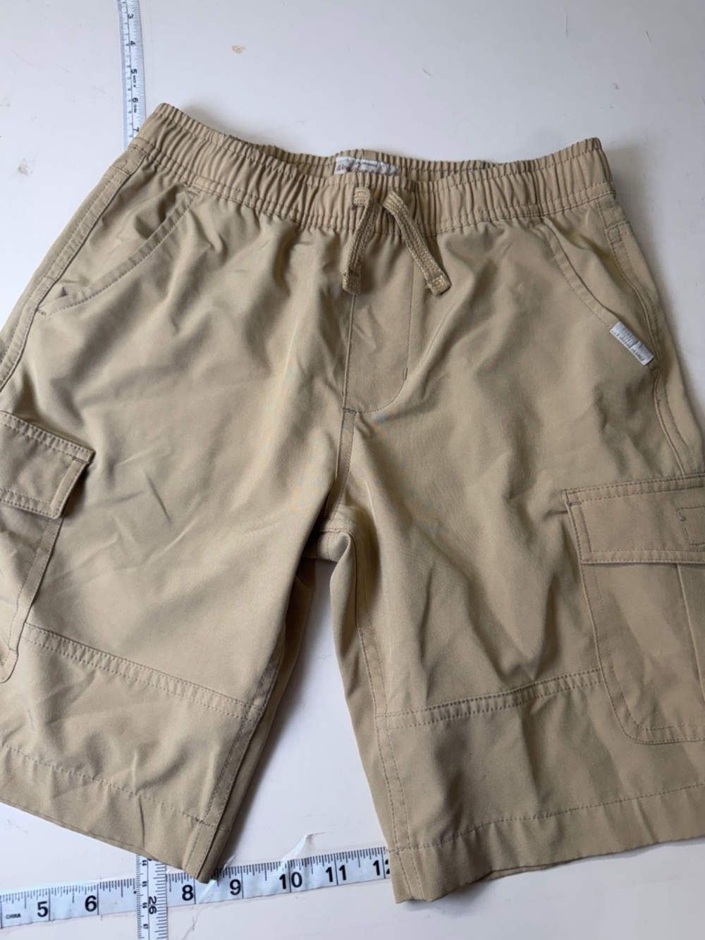 Kids' Cargo Drawstring Shorts in Khaki